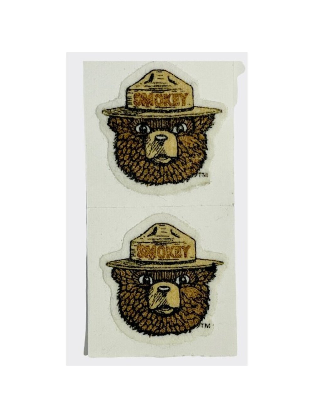 Rare Smokey Bear Vintage Flocked Stickers NWOT Hard To Find Collectible Set Of 2